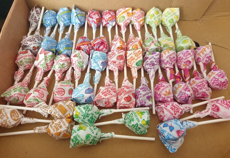 Dum-Dum Lollipops organised by flavour, in order of preference.